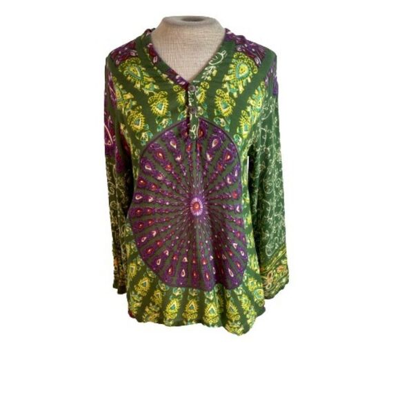 Unbranded Tops - Boho  Blouse in Green and Purple